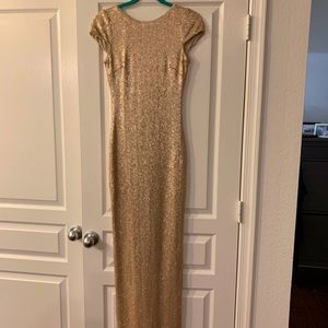 Long gold sequin gown low back! Worn once!